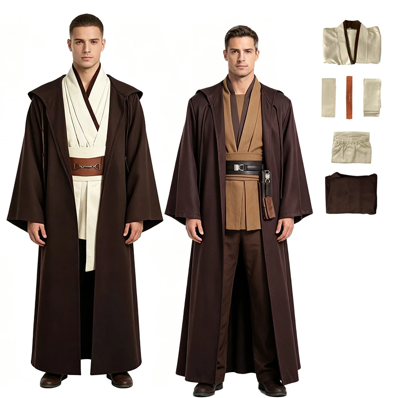 Herren Film-Cosplay-Kostüm Komplettset mit Kapuzenumhang, Tunika, Hose, Gürtel, Outfit für Halloween, Karneval, Comic Con, Rollenspiel für Erwachsene