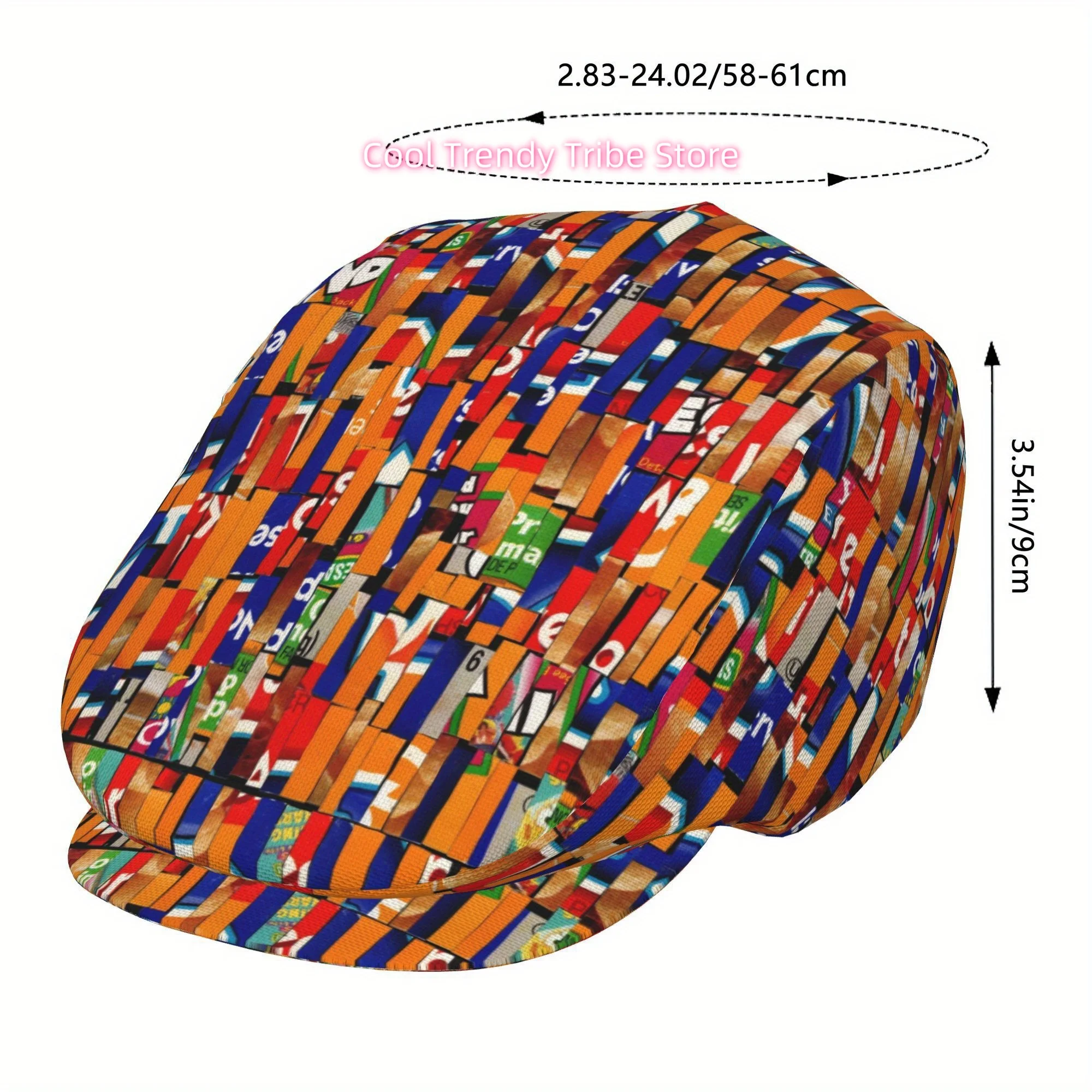1pc Colorful Mosaic Collage Full Face Print Beret Fashion Newsboy Cap Unisex Golf Cap Outdoor Sports Leisure Activities Formal O