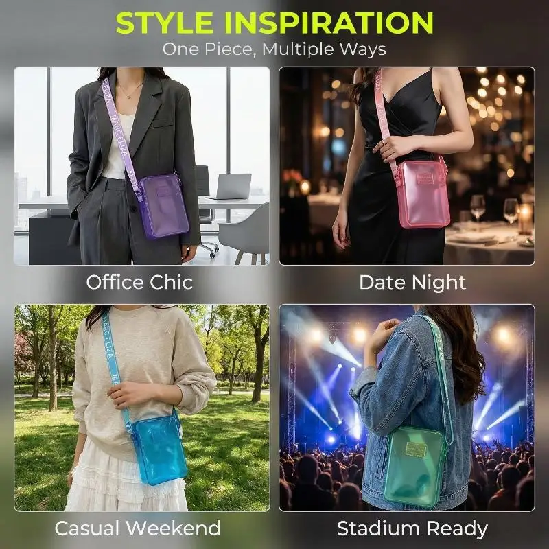 NewFashionable PVC Messenger Bag Transparent Shoulder Bag Waterproof Square Bag Handbag Phone Bag Women Lipstick Key Storage Bag view 3