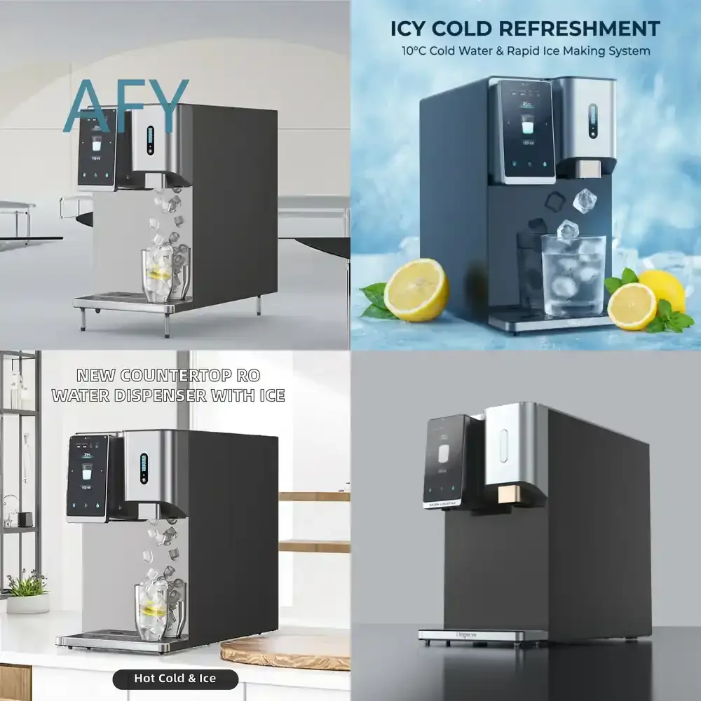 Hot and Cold Water Dispenser with Ice Maker for Household and Hotel Use Multiple Temperature Options for Kitchen Office