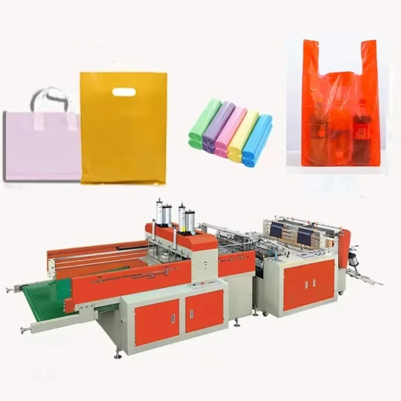 PE Roll Table Cloth Machine Bottom Star Sealing Cold Cut Rolling Gabage Trash Bag T Shirt Bag on Roll Plastic Bag Making Machine