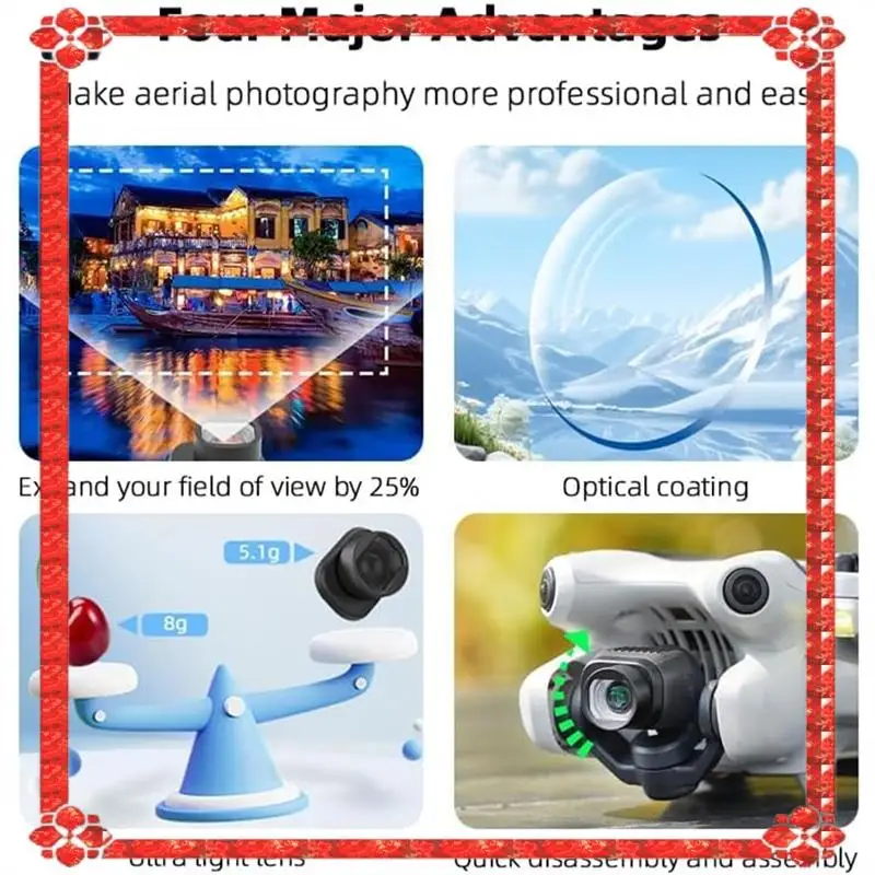 تسليم 24 ساعة لـ DJI Mini 4 Pro عدسة زاوية واسعة لـ DJI Mini عدسة زاوية واسعة بدون طيار عدسة زاوية واسعة لطائرة DJI بدون طيار زاوية واسعة