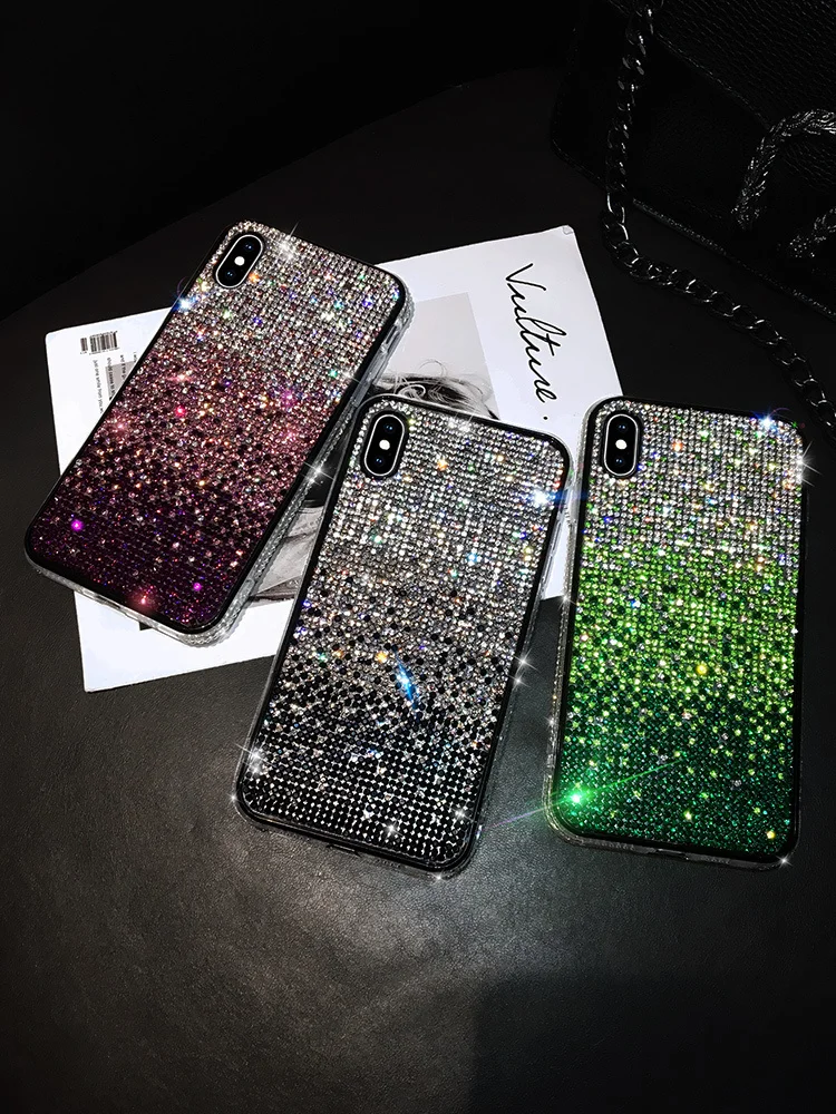 Gradual Glitter Phone Case For Samsung S24 S23 S22 S21 S20 S10 Plus Ultra Note 20 iPhone 15 14 13 12 11 Pro Max X Xs Bling Cover