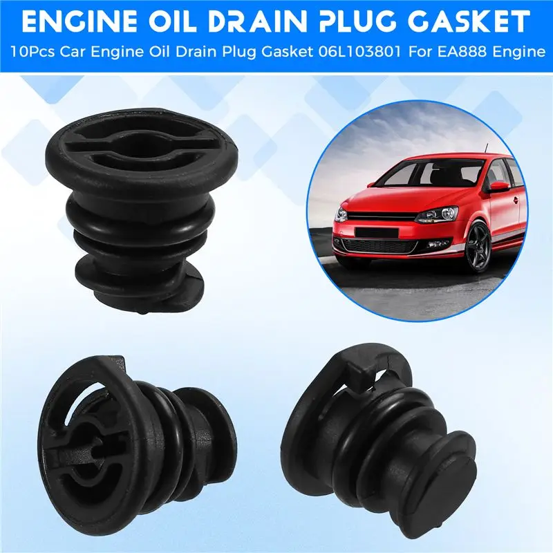 N26R-10Pcs Car Engine Oil Drain Plug Gasket 06L103801 For VW EA888 Engine Oil Pan Drain Plug Accessories