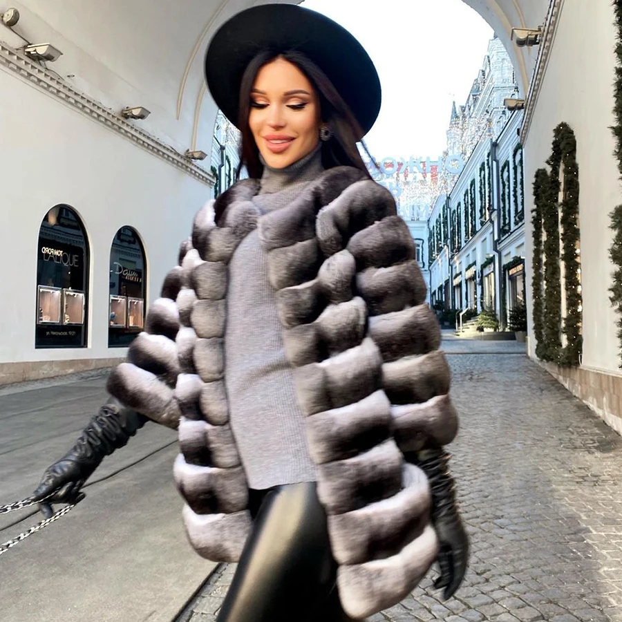 Winter Rex Rabbit Fur Coats Woman 2024 Warm Luxury Brand Women Coats Fashion Winter Warm Fur Jackets