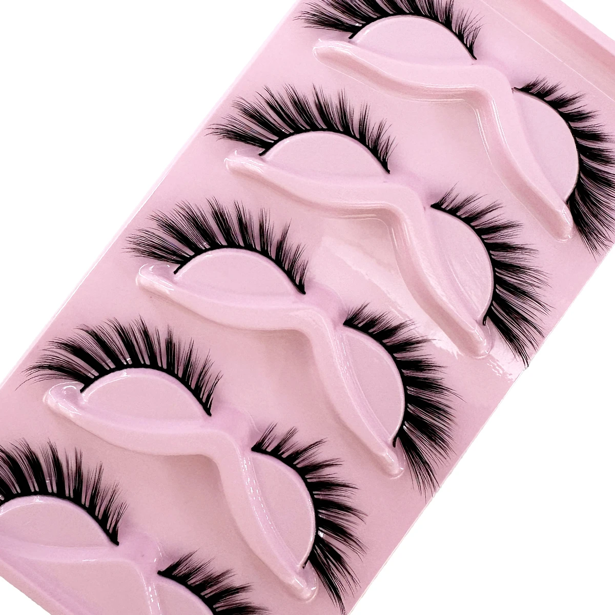 5 pairs Cat Eye Lashes Mink Eyelashes 3D Curl Winged Natural Realistic Messy End Eye Elongated False Eyelashes Soft Fake Lashe