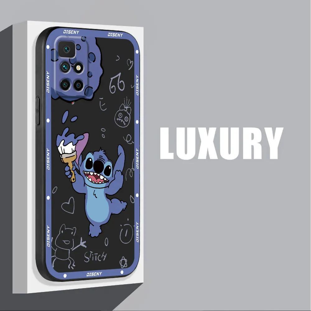 Black Soft Armor Back Cover Disney Stitch Cute Phone Case for Xiaomi Redmi Note 11S 9S 8T 11 Pro 12 9T 10S 12S 9 8 7 13 Pro 10