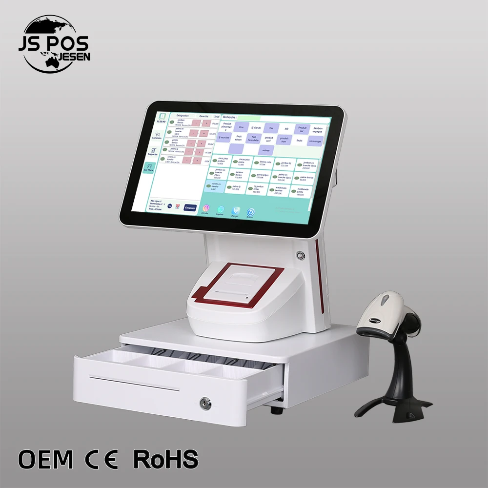 1908A Electronic Cash Register Machine All-in-One Touch Screen POS Terminal System for Retail