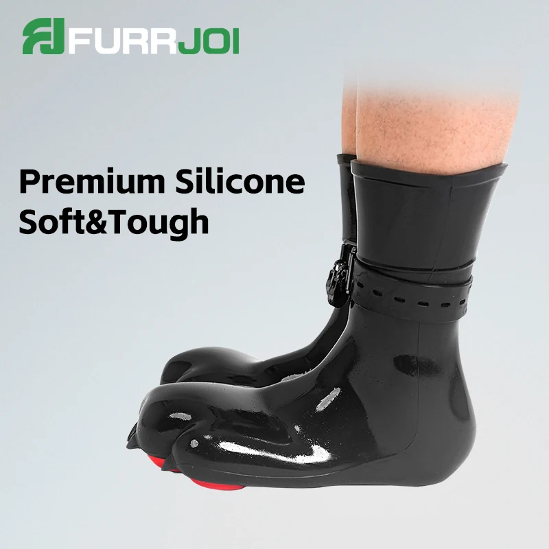 Furrjoi Silicone Furry Dog Feet with Lock Round Comic Toes Color Custom Available Cosplay Costumes with Belt Boots