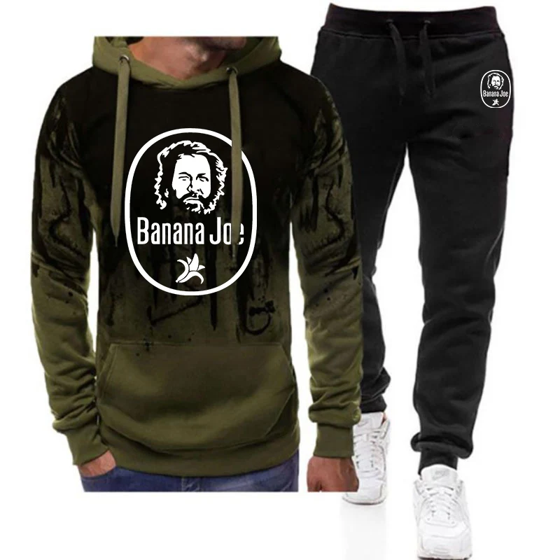 

2025 BUD SPENCER BANANA JOE Print Men's New Spring And Autumn Gradient Color Casual Sportswear+Sweatpant Fashion Suit