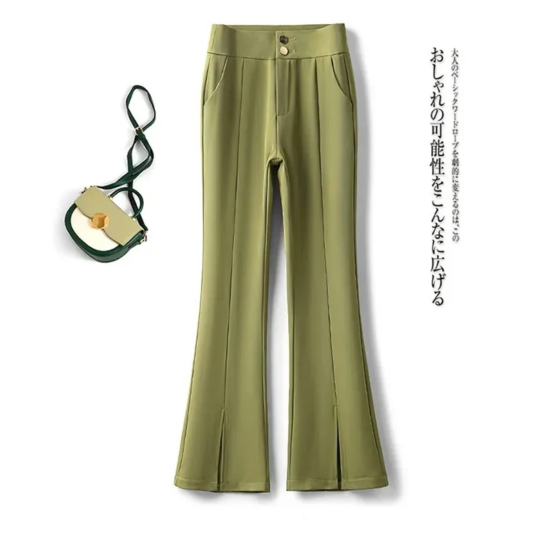 

Summer 2024 New Micro-Trumpet Women's Pants Small Straight Casual Pants Ice Silk Thin Pants With Drooping Slits