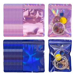 50pcs Holographic Laser gift bags, Jewelry Packaging Bags, Resealable Ziplock mylar Bags with Clear Window