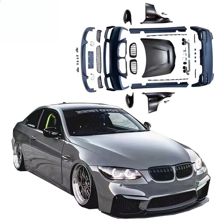 

For 3 Series E90/E92 Modified M4 Style Front Bumper Grille Screw-On Side Skirts Tail Lip Throat Rear Bumper Surround Kit New