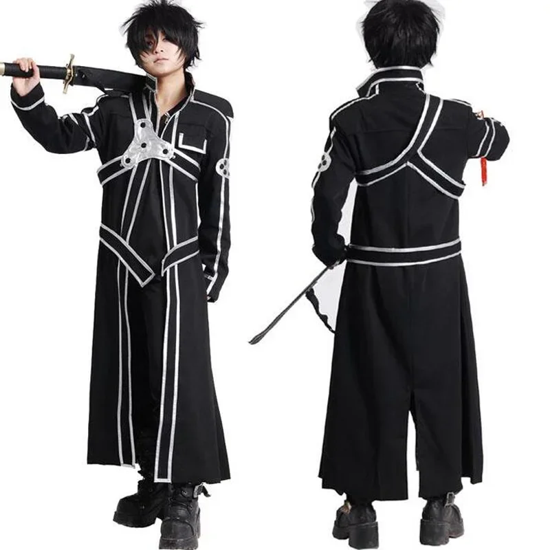 Anime Kirigaya Kazuto Cosplay Costumes Sword Art Online Kirito Shoes Alicization Wigs Boots Uniform Set Adult Unisex