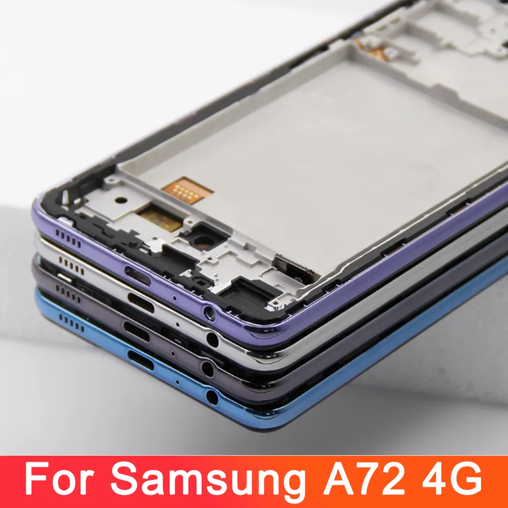 AMOLED For for Samsung Galaxy A72 4G A725 LCD Display Touch Screen Digitizer Assembly For Samsung A725F With Frame Replacement