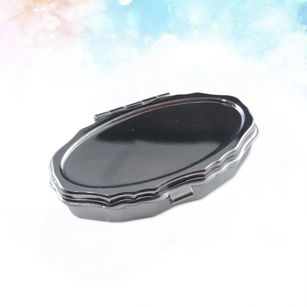 علبة حبوب منع الحمل معدنية مستديرة من الحديد المقاوم للصدأ مكونة من حجرتين لتنظيم حاوية الأدوية فيتامين للسفر في الهواء الطلق #4