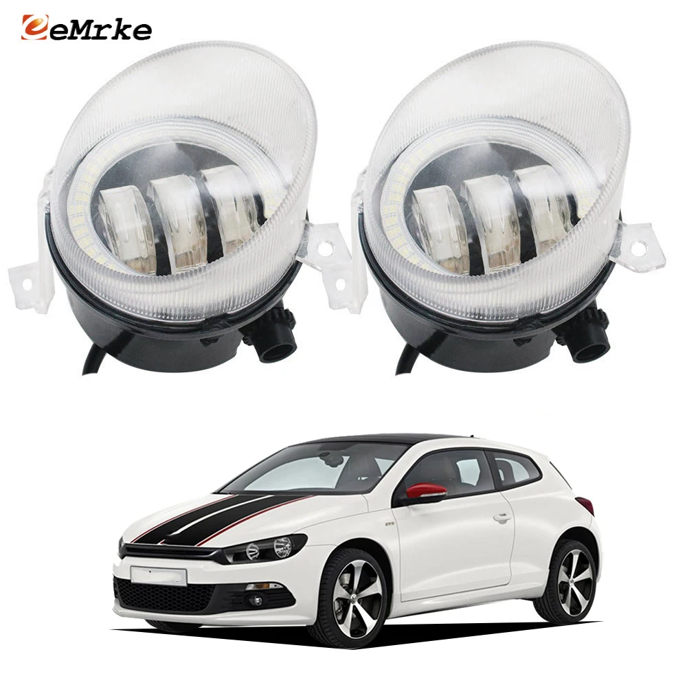 

Пара светодиодных противотуманных фар для Volkswagen Scirocco III 3 137, 138 2008 '09 '10 '11 2012 Angel Eye DRL Lens Противотуманные фары дальнего света