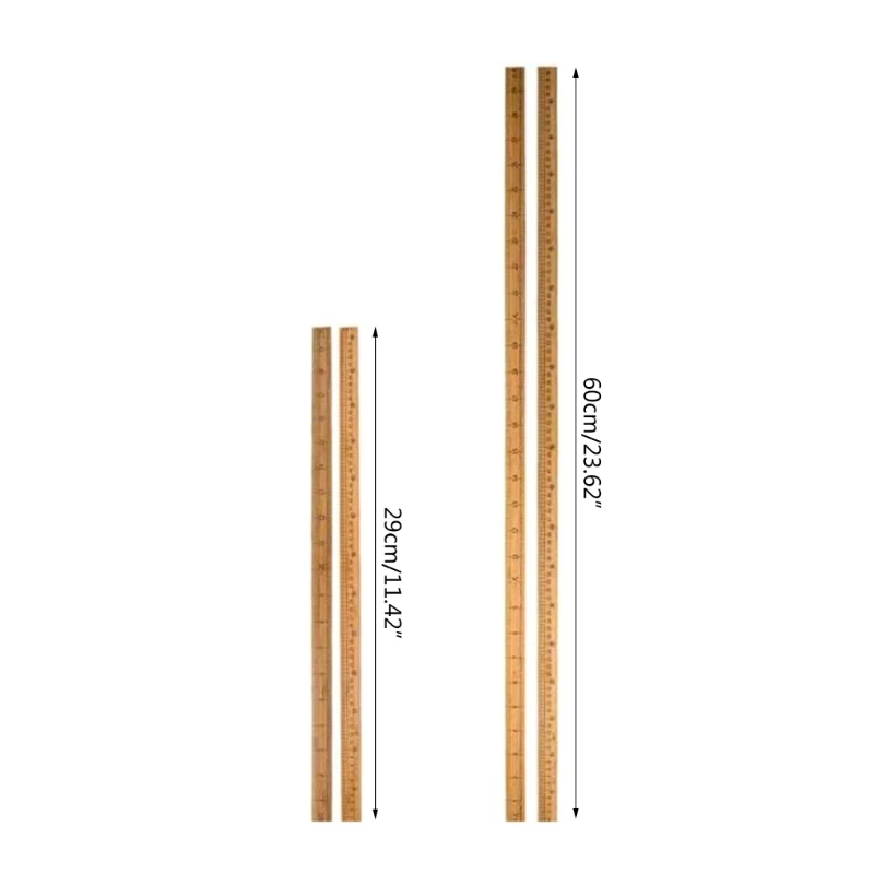 Measuring Ruler Double-Sided Centimeter Metric Ruler Wooden Straight Ruler