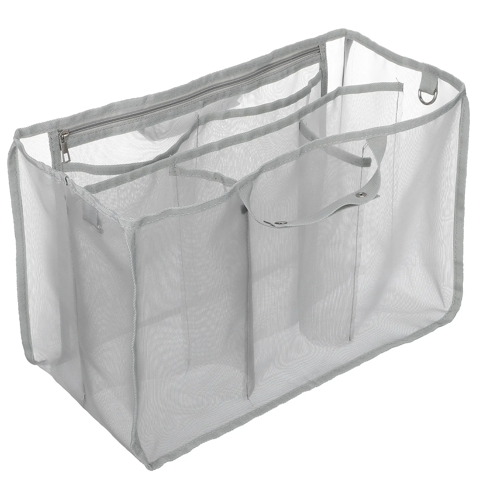 

Large Mesh Beach Travel Insert Bag Hollow Tote Organizer Zippered Mesh Bag for Family Swimming Gear Storage Outdoor Use