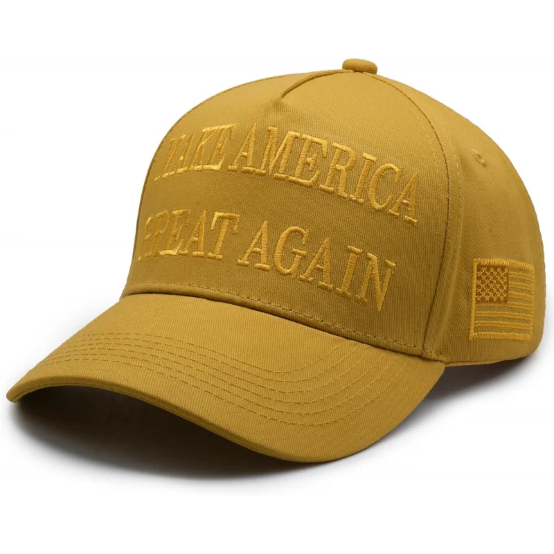 

Donald Trump 2024 45-47 MAGA Hat, Make America Great Again Slogan with USA Flag, Adjustable Baseball Cap Yellow