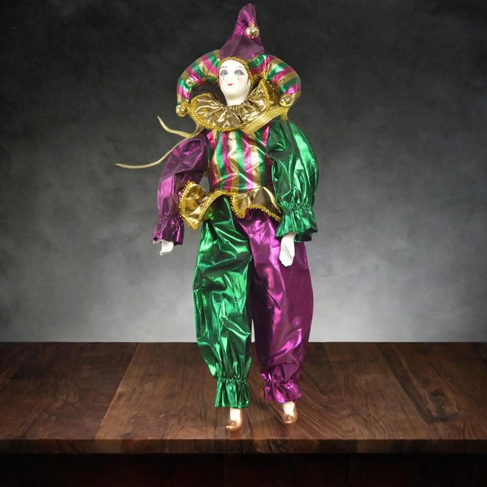 Boneca palhaço de porcelana resistente boneca arlequim para decoração de casa de mesa