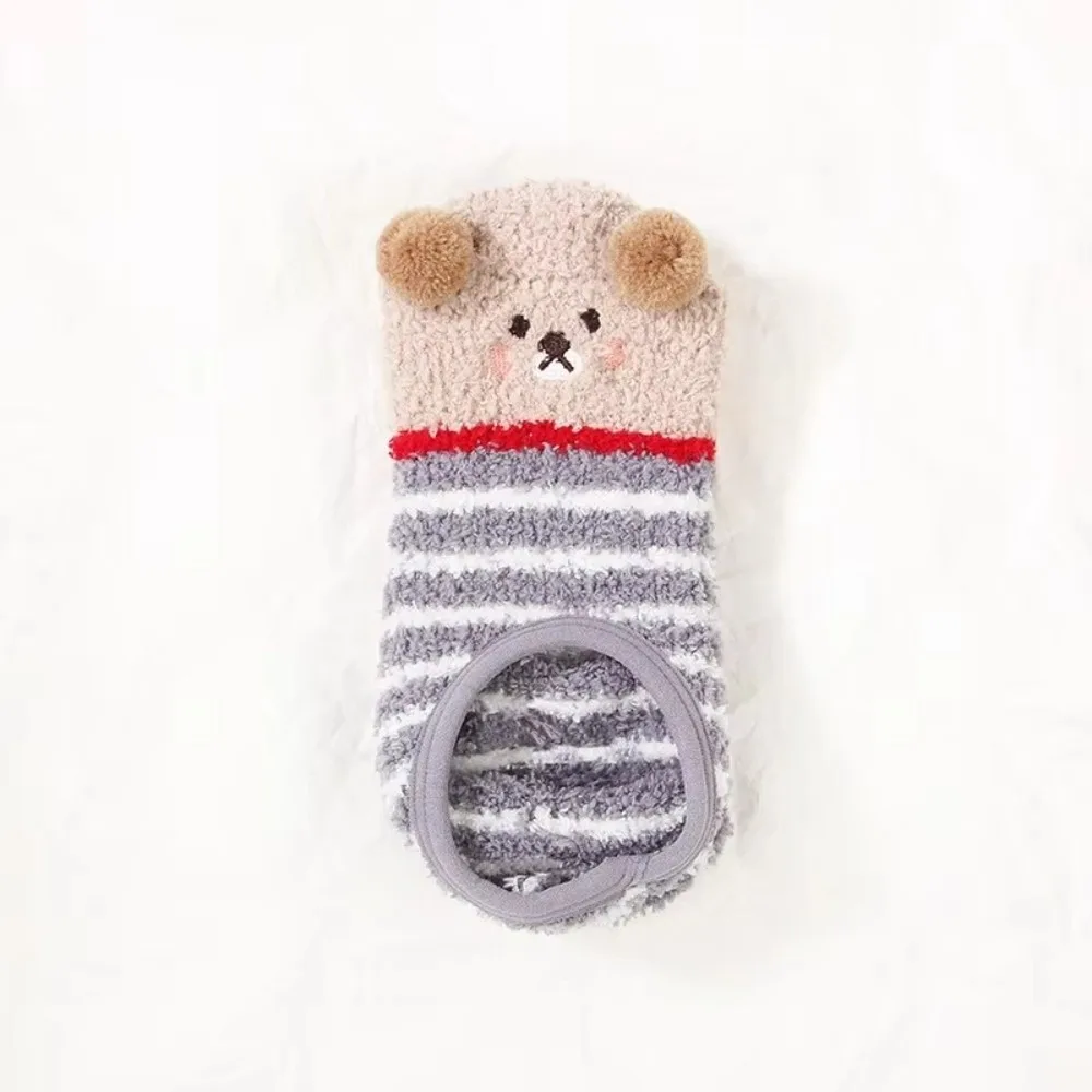 Soft Non-Slip Fuzzy Slipper Socks Cartoon Gripper Sole Ankle Socks Warm Lining Short Gripper Socks Winter Season