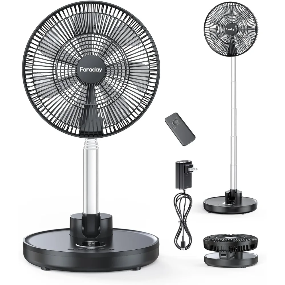 

Oscillating Standing Fan 12” Foldable Portable Quiet Floor Fan 12000mAh Rechargeable Pedestal Fan with Remote, Timer Setting