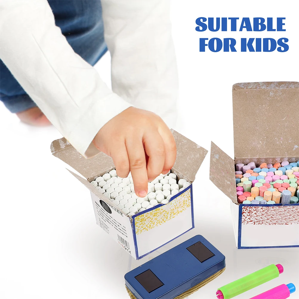 

1 set Dustless For Chalkboard Colorful Kids Set With Holders Classroom Supplies Eraser Included Blackboard Dust Free Teacher