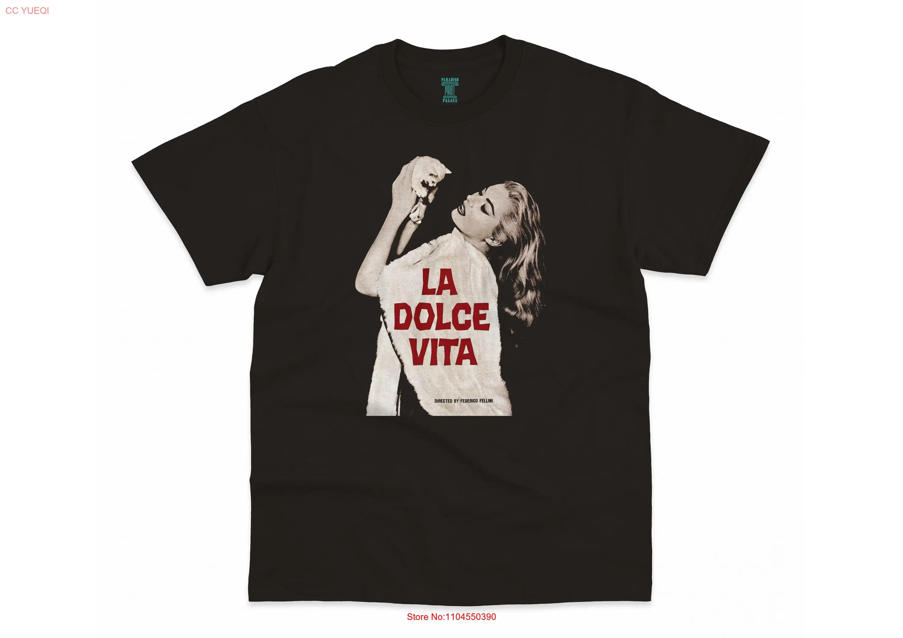 La Dolce Vita Federico Fellini Marcello Mastroianni Anita Ekberg 1960 HQ Retro Movie Print T Shirt Heavyweight Crewneck