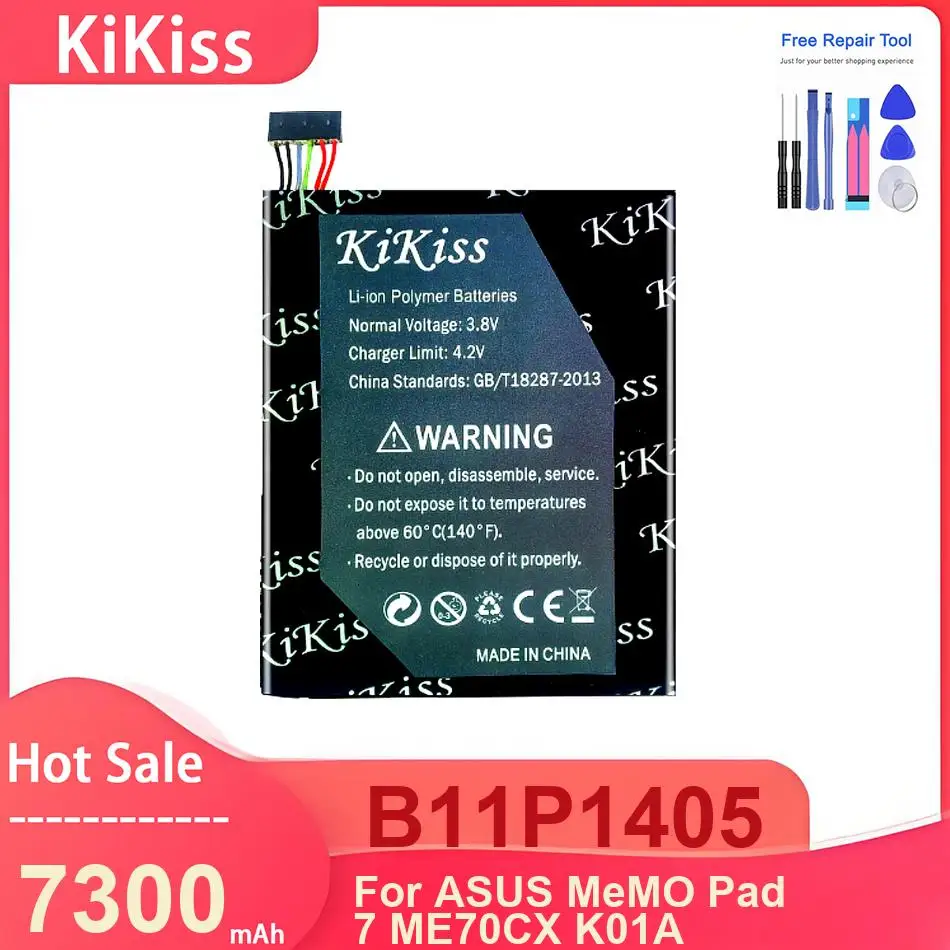 

KiKiss Tablet Battery For ASUS MeMO Pad 7 ME70CX K01A ,B11P1405 7300mAh Batteries ,with Tools