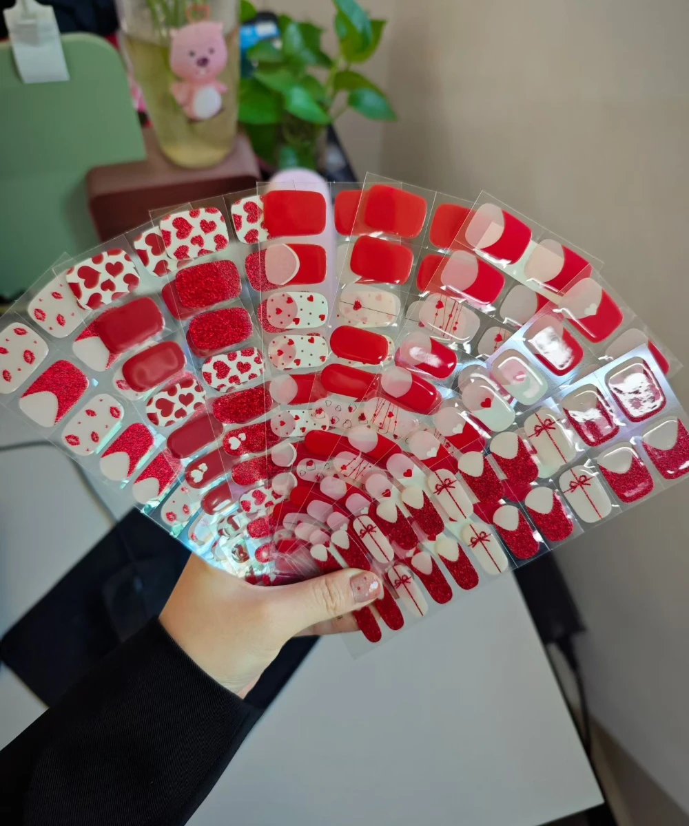 20 dicas semi curadas gel adesivo de unhas sólido makaron adesivo slider longo prazo cobertura completa decoração de unhas lâmpada uv necessária