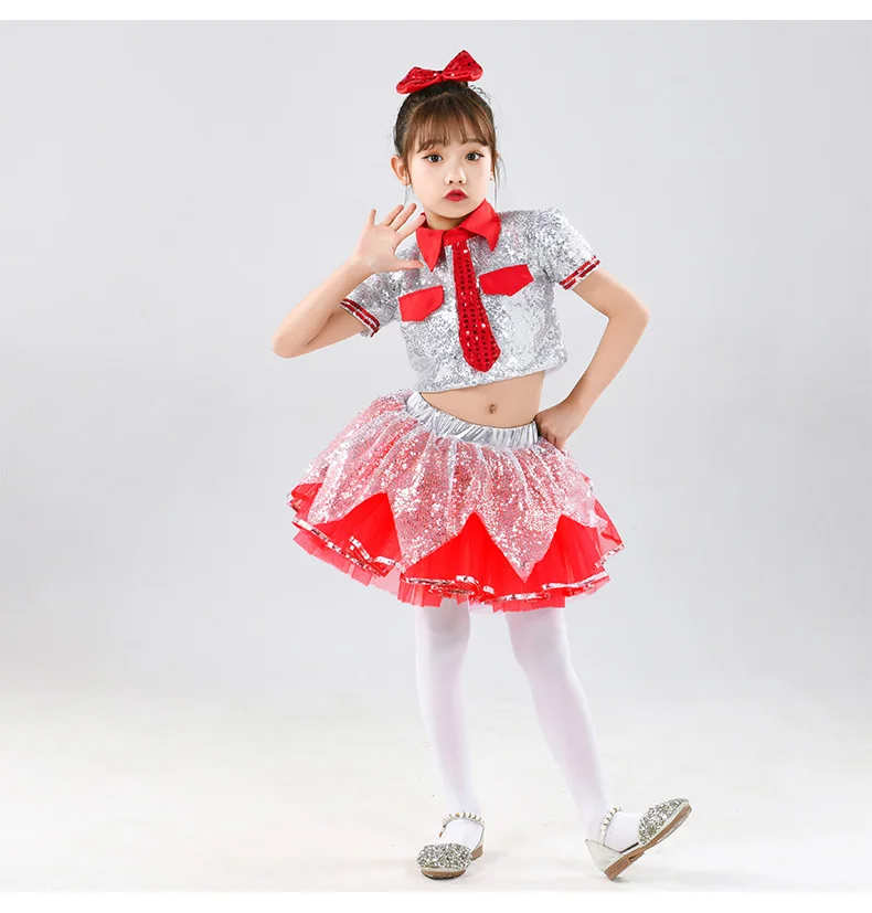 Girls Poncho Princess Dress Kindergarten Sequins Jazz Dance Modern Stage Performance Clothes Cheerleader Costumes