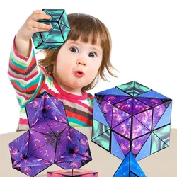 Cubes Geometric Variable Magnetic Cube 3D Decompression Thinking Training Children's Puzzle Puzzle Cube Decompression Toys