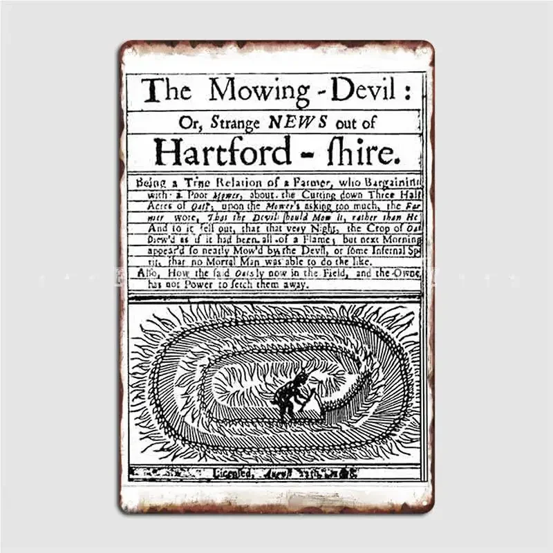 Crop Circle Ufo Alien Aliens 1678 Pamphlet On The Mowing Devil Metal Sign Wall Cave Vintage Plaques Tin sign Posters