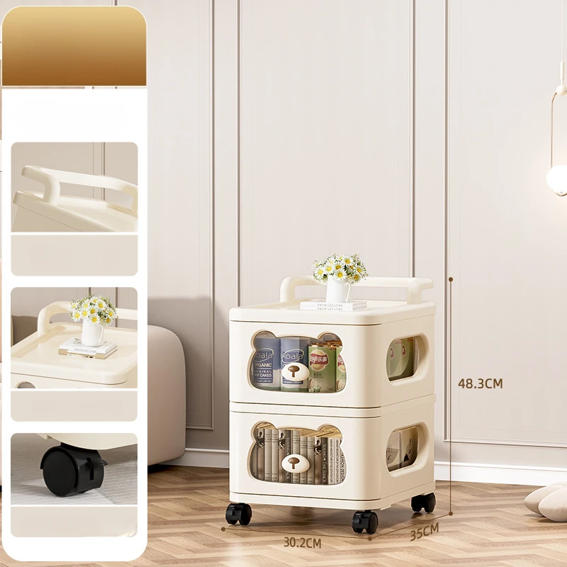 Multi-Layer Trolley Plastic Storage Rack Multi-functional Trolley Living Room Drawer Cabinet Snacks Sundries Organizer