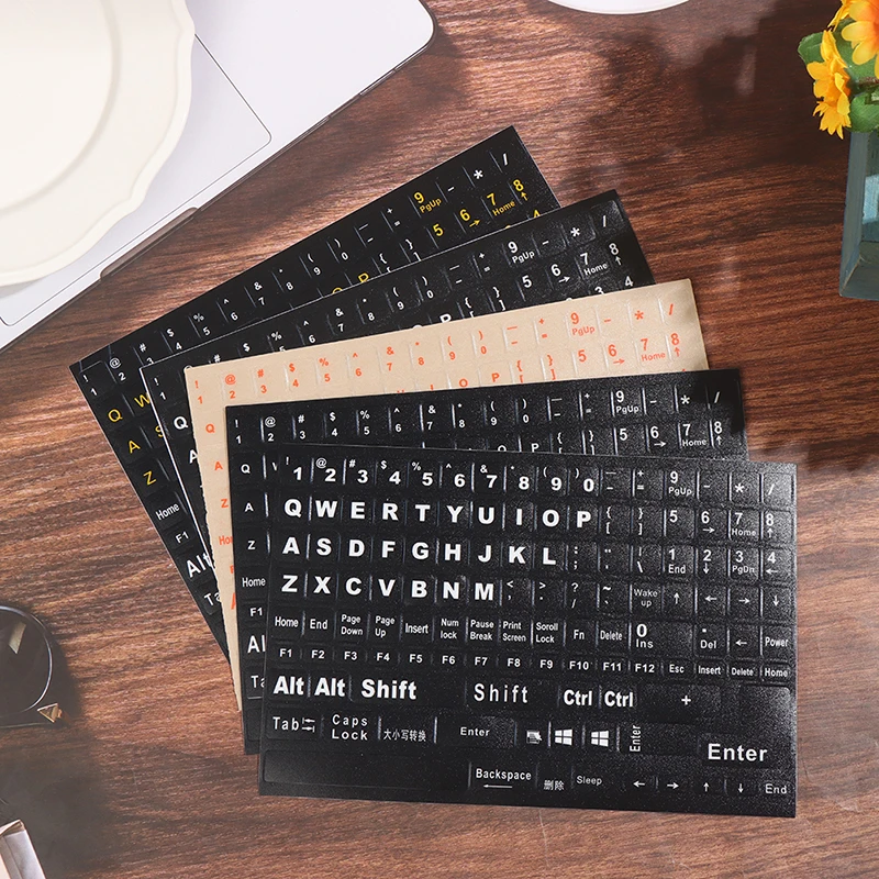 SW 1pc PVC plastic English 120 Keys Matte Standard Waterproof Keyboard Stickers Letter Alphabet