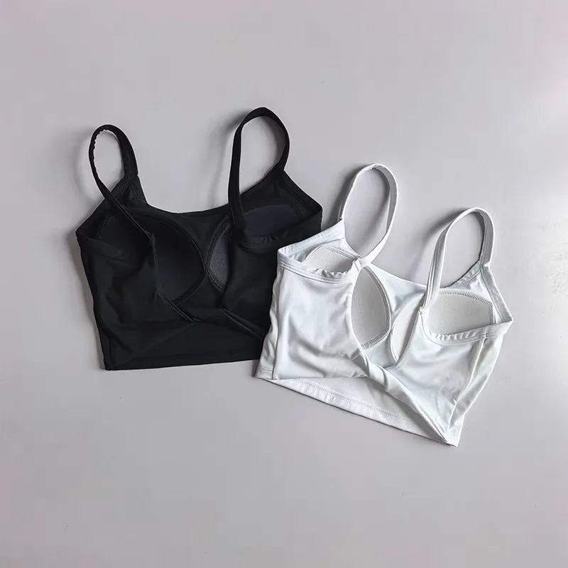 Women Sports Bra U Neck Twist Back Yoga Tank Top Removable Pads High Support Tennis Fitness Workout Athletic Crop Top