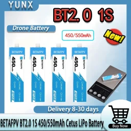 Original BT2.0 Connector 1S 30C Drone Battery 450mAh 550mAh, Spare Power Cell for BETAFPV Cetus FPV Racing Quadcopter Kit