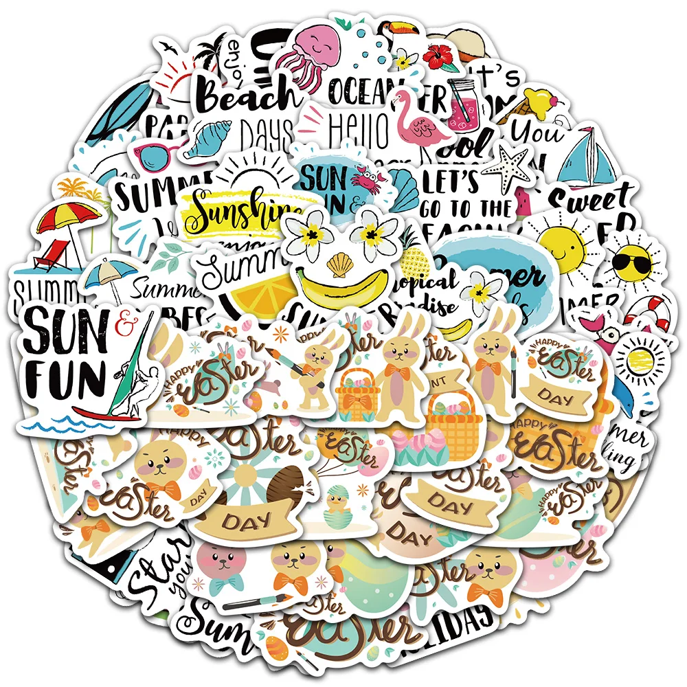 

56/112 шт., креативная праздничная наклейка с граффити, пляжное кресло, телефон, чашка для воды, настольный ноутбук, скейтборд, стена, персонализированное украшение