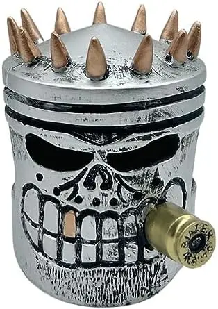 Handmade Metal Art Figurine Carved Piston Skull Sculpture Skeleton Ornament for Office Home Table Desk Decor Car Lovers