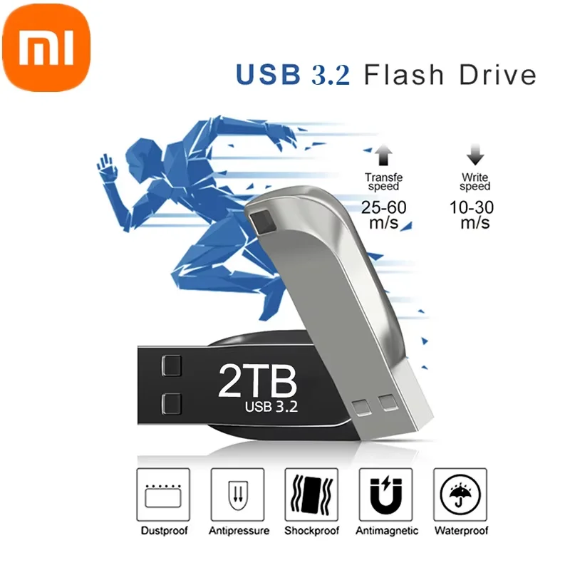 Xiaomi Pen Drive 2 TB USB 3.2 Flash Metal Drive 1TB Large Capacity High-Speed Transfer Storage Waterproof Memory U Disk Original