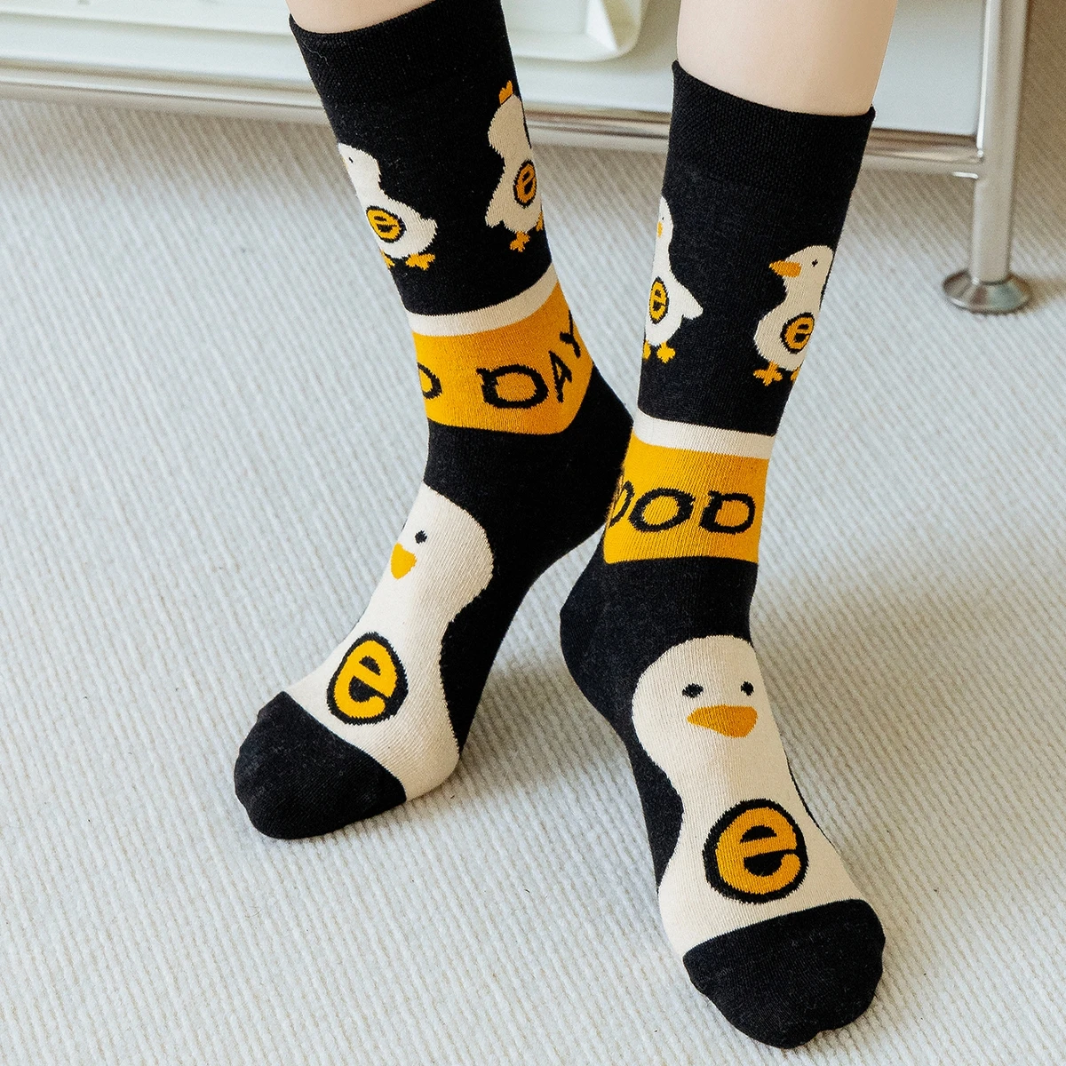 

Duck Letter AB Cartoon Fitness Lovers' Size Plus Long Short Jogging Knitted Adult Japan Cute Short Socks Women High Quality