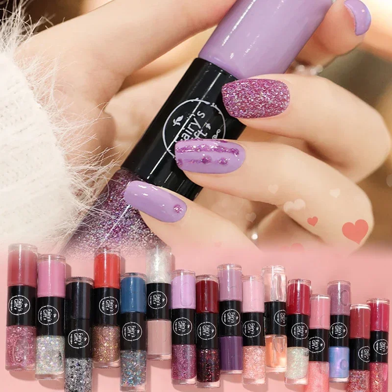 طلاء أظافر مزدوج الرأس سريع الجفاف بدون خبز، ليس من السهل أن يبهت فن الأظافر، طلاء أظافر جل عادي يدوم طويلاً