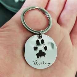 Customied Dog Cat Paw Print Personalized Keychain Pet ID Tag Engraved Pet ID Name for Cat Puppy Dog Tag Name Pet Accessories