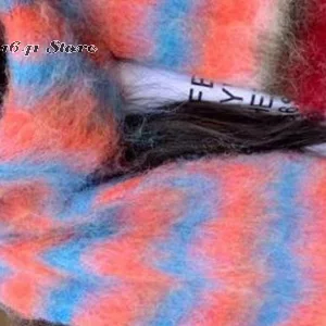 

1pc Thick Woolen Knitted Scarf Autumn Winter Rainbow Color Block Striped Versatile Anti-Cold Shoulder Wrap Scarf