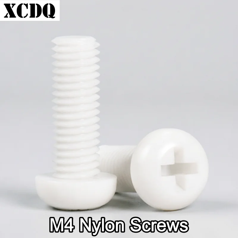 500pcs M4 Insulated Phillips Cross Pan Head Nylon Screw PA66 Plastic Bolts M4x5 6 8 10 12 16 20 25 30 35 40mm