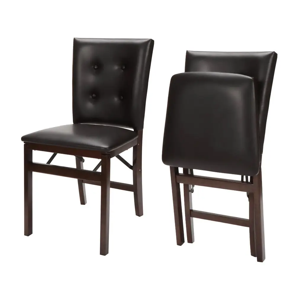 

Parsons Wooden Folding Chairs with Padded Seats, Set of 2 No Assembly Foldable Dining Chairs, Steel Folding Mechanism, Upholster