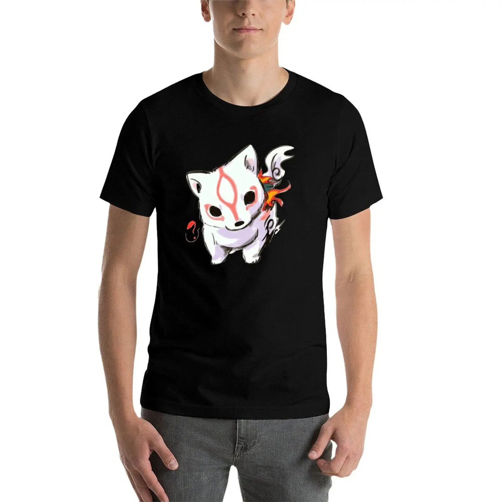 Baby Okami questioning T-Shirt man t shirts cotton t shirts for man cotton tshirt 100%
