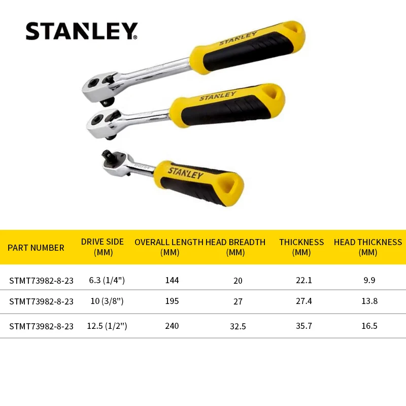 STANLEY 6.3MM series professional two-tone handle ratchet wrench STMT73982 STMT73983 STMT73984