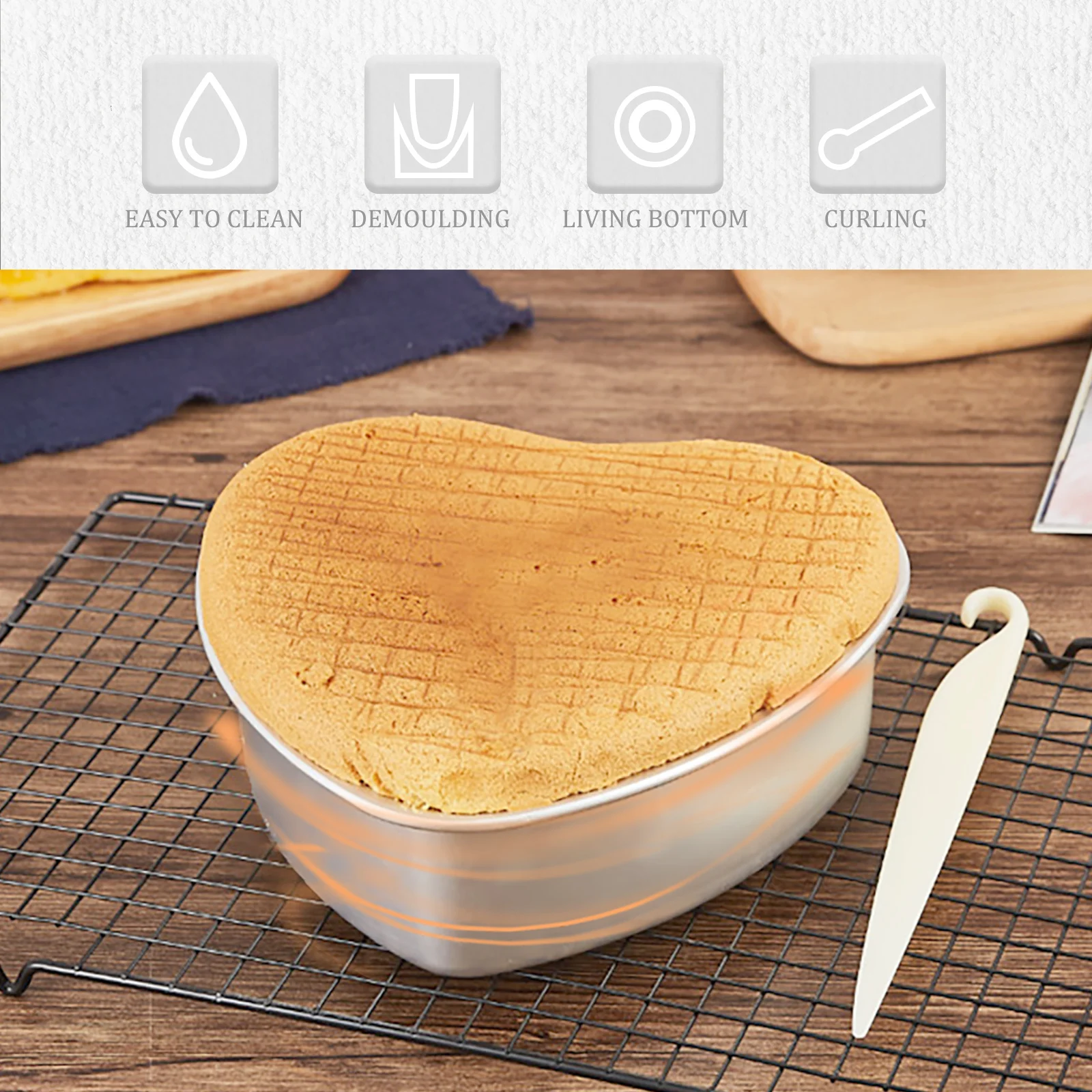 

Heart Shaped Baking Mold Aluminum Alloy Non-Stick Cake Pan Removable Bottom Mini Cheese Desserts Dishwasher
